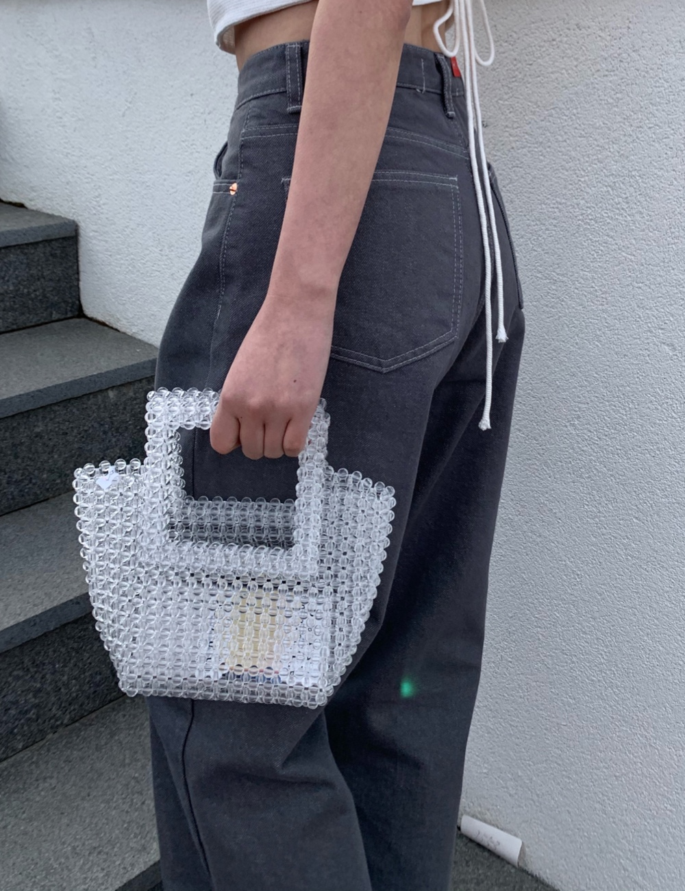 clear marble tote bag
