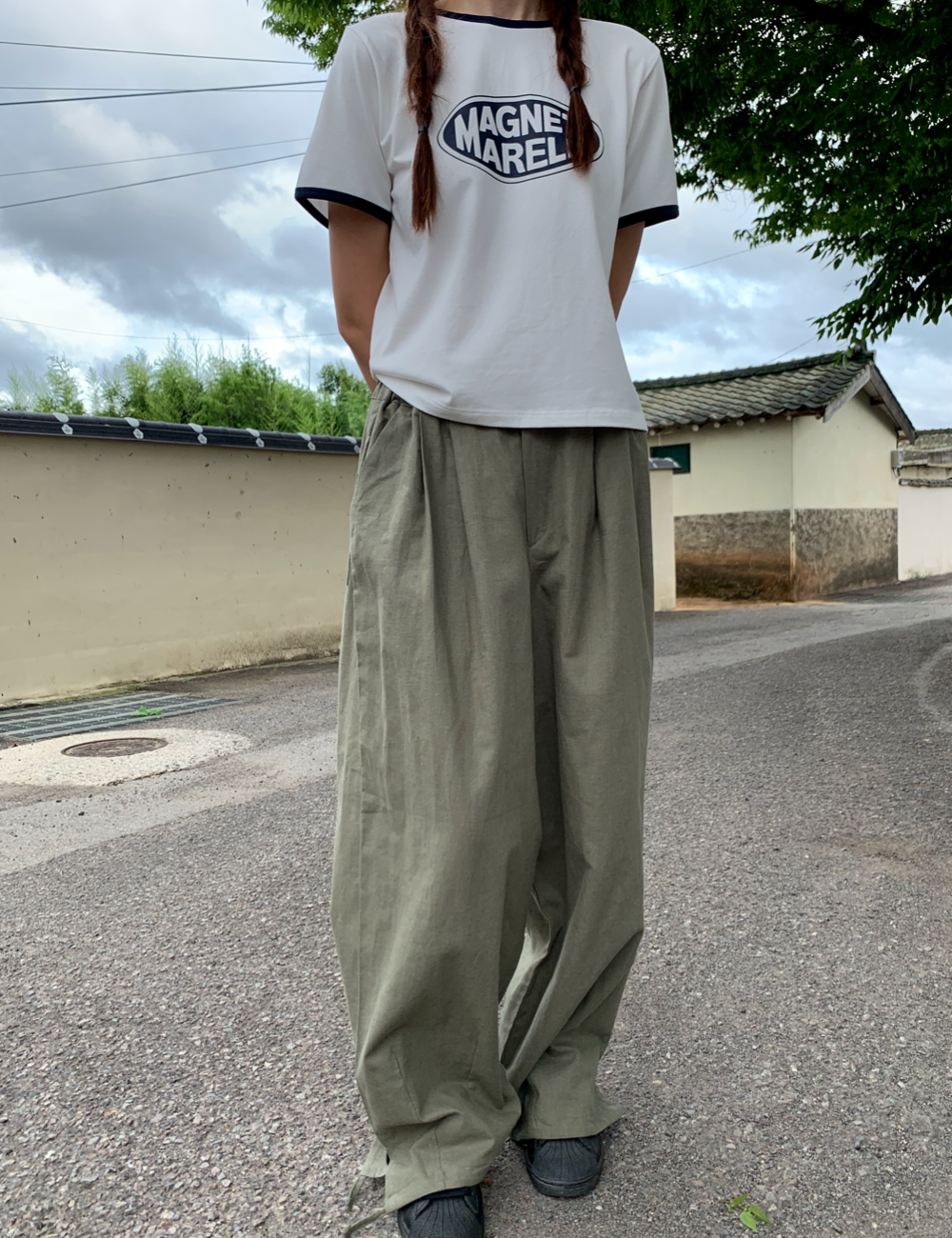 two-way linen pants (카키)