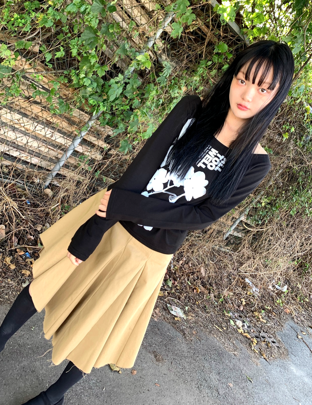 cotton medium skirt (베이지)