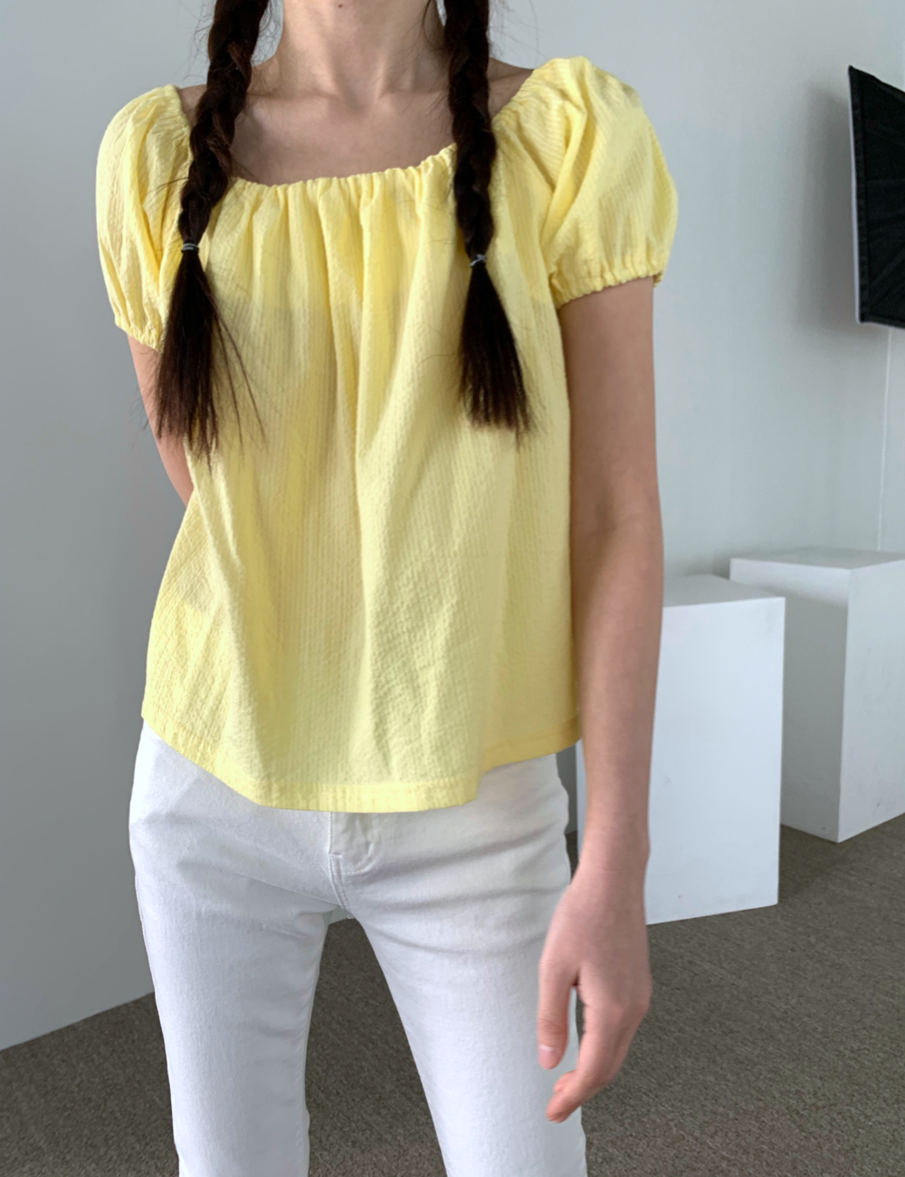 seersucker blouse (옐로)