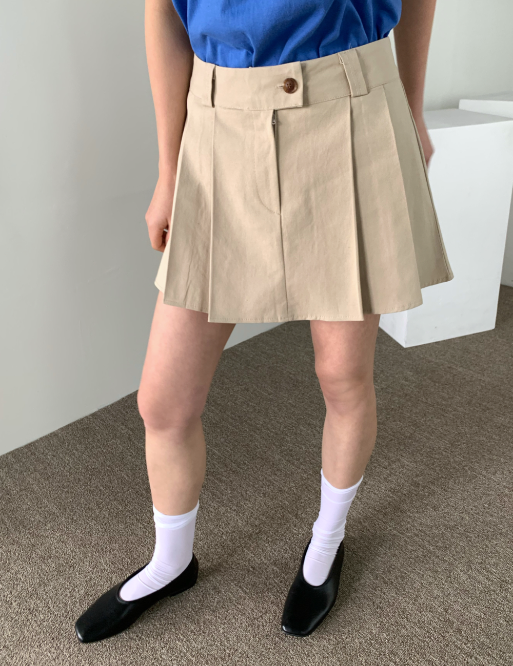 minimal cotton skirt (베이지)