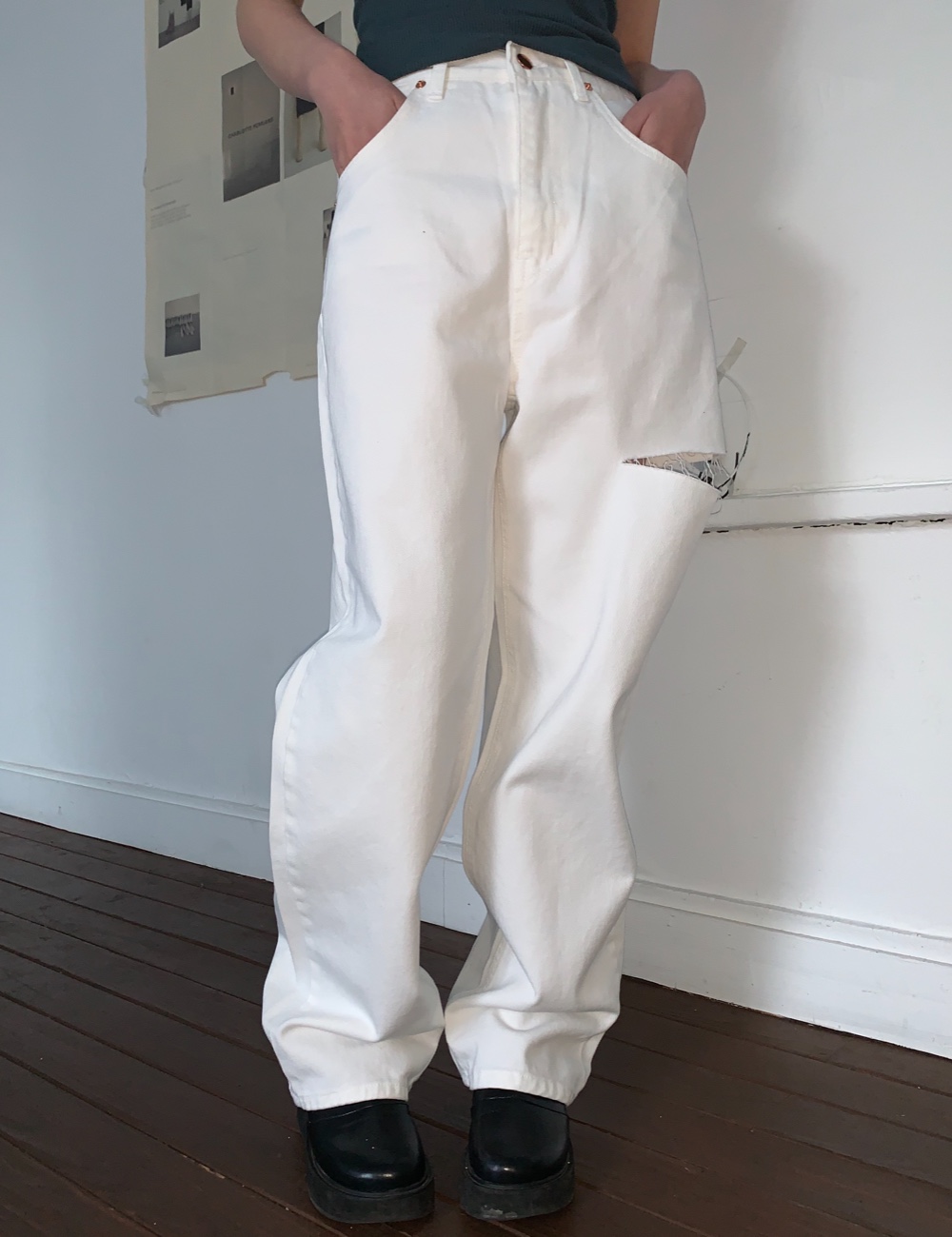 light slit pants (white)