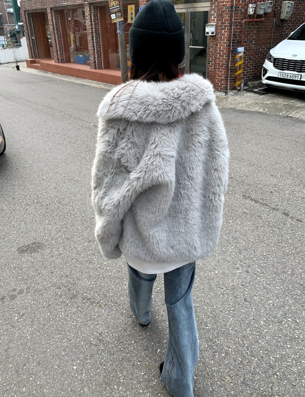 minimal fur jacket (그레이)