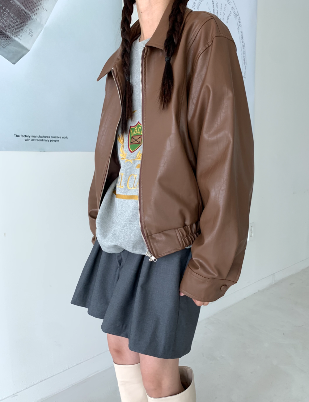 noname leather jacket (브라운)