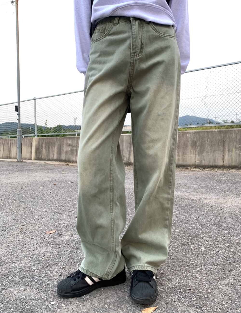 green color denim pants