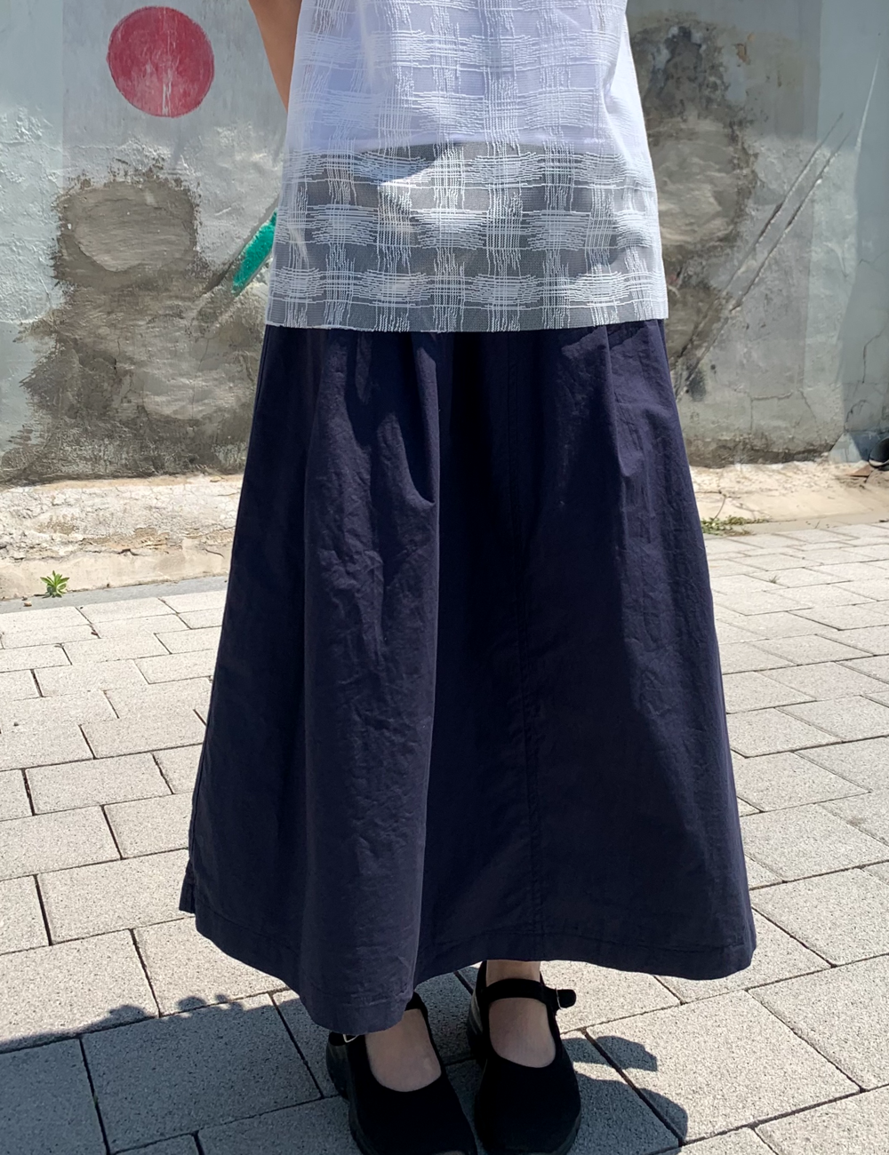 tomboy cotton long skirt (네이비)