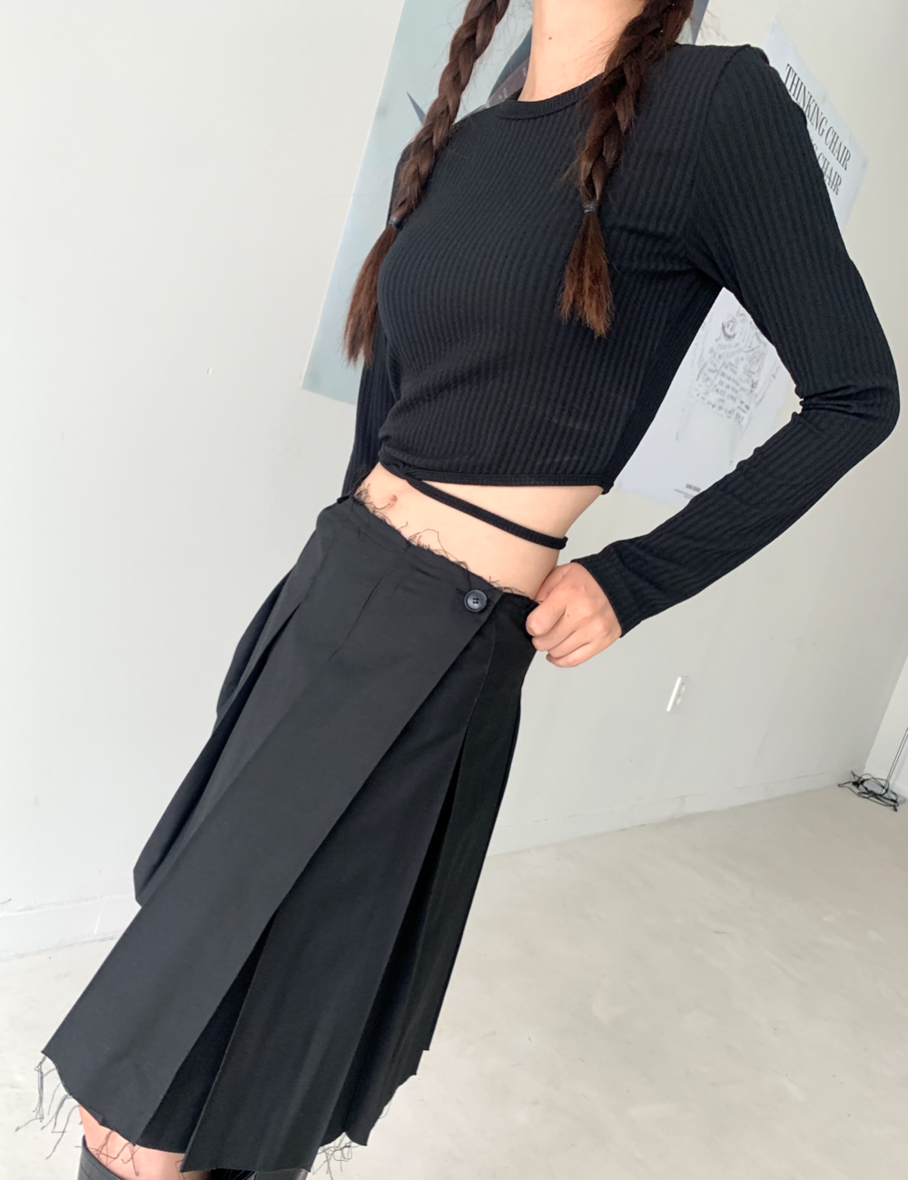 bold pleats skirt (블랙)