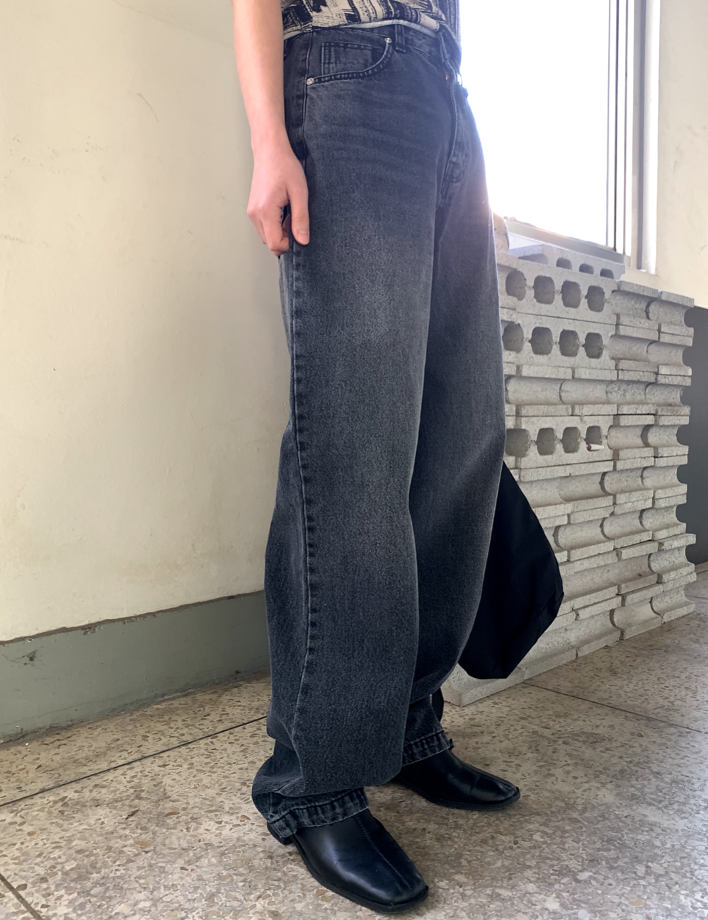 two-way wide pants (black)