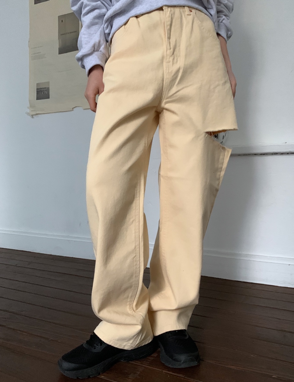 light slit pants (yellow)