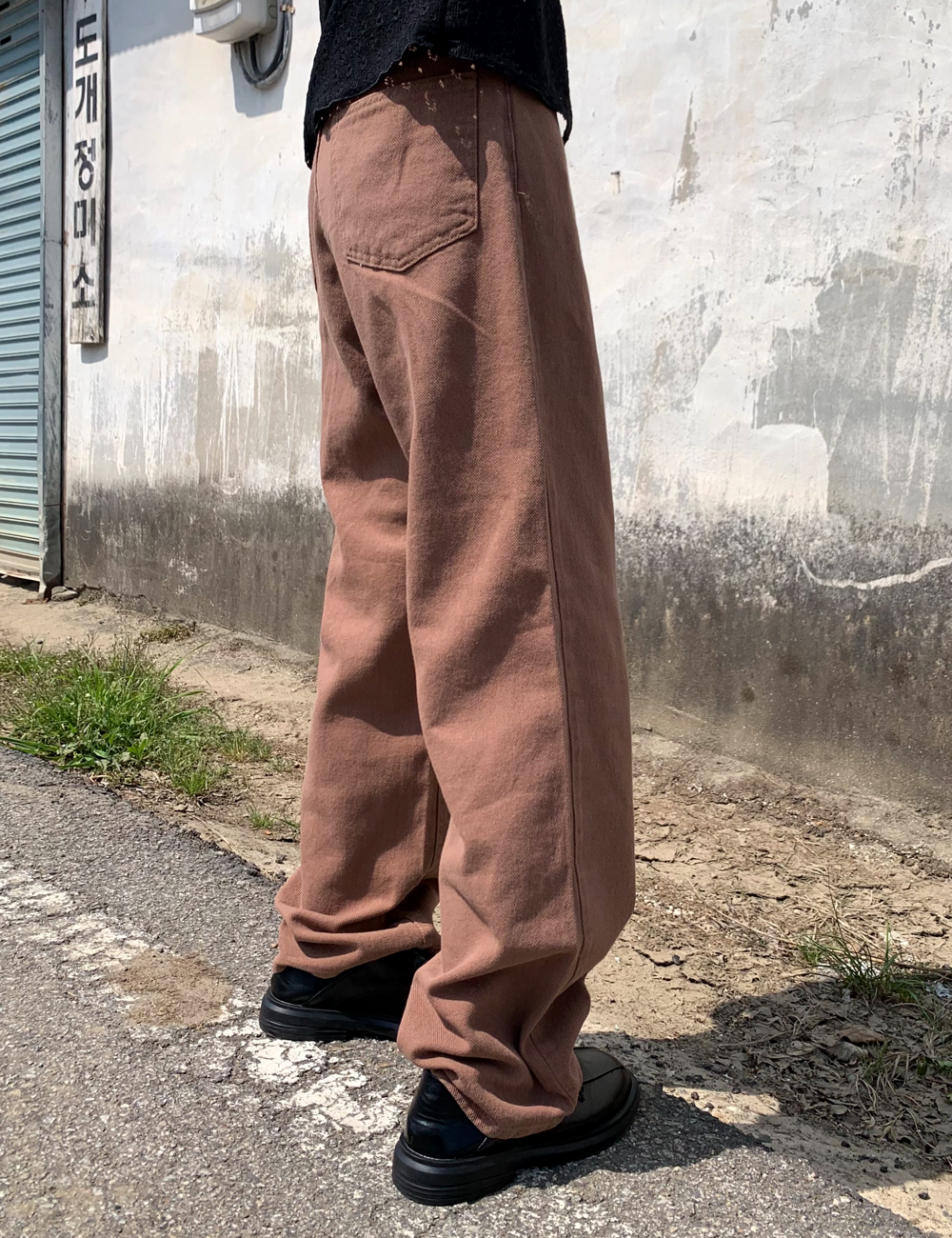 semi wide color pants (브라운)