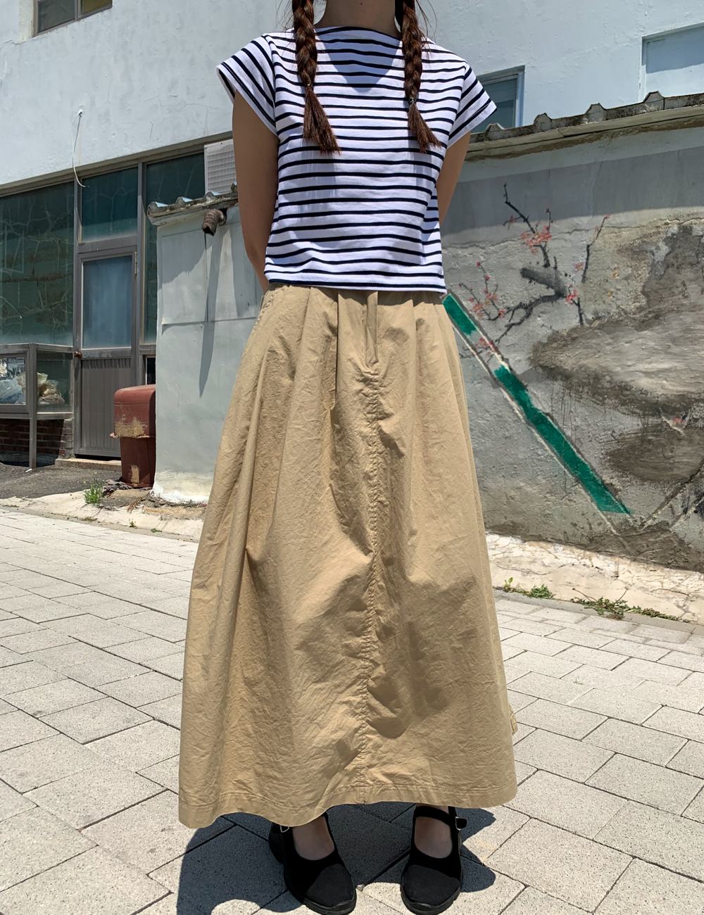 tomboy cotton long skirt (베이지)