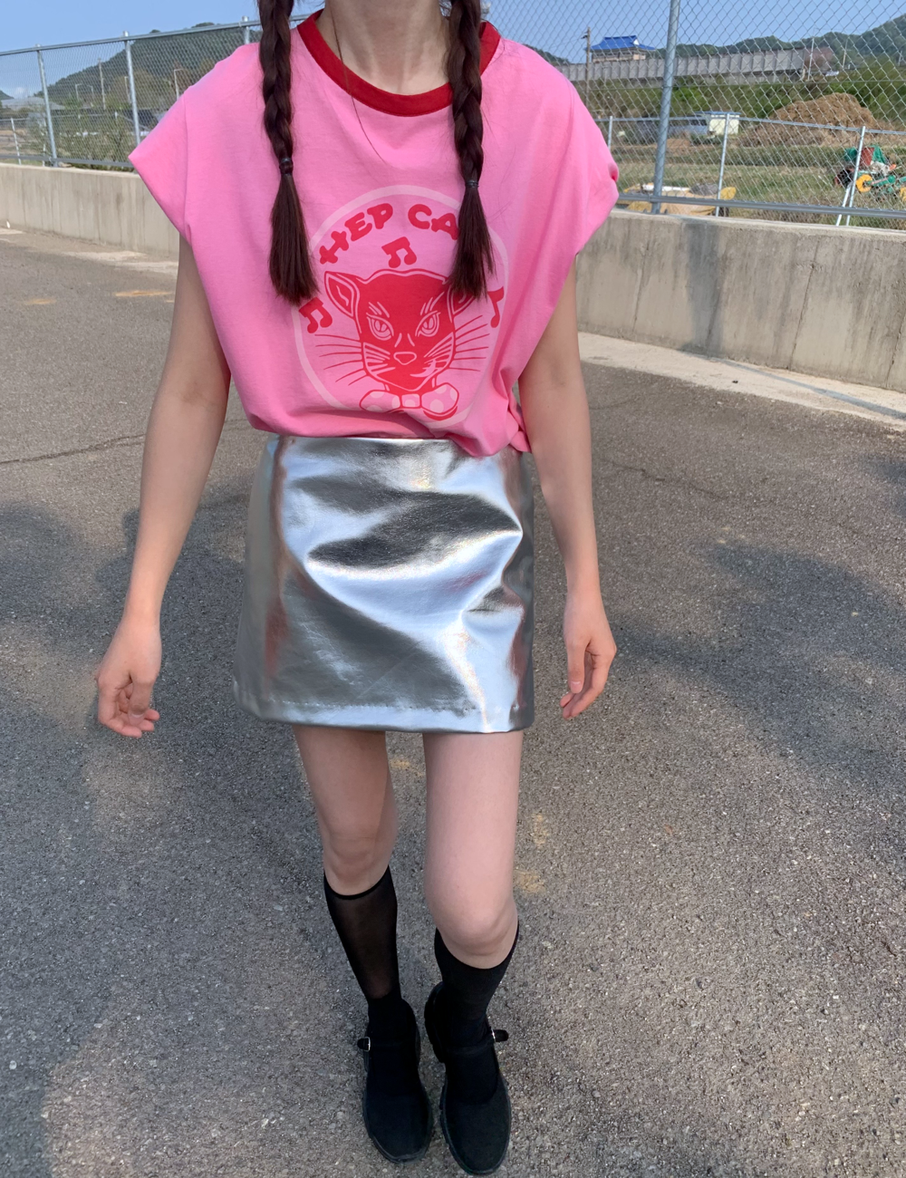minimal silver skirt