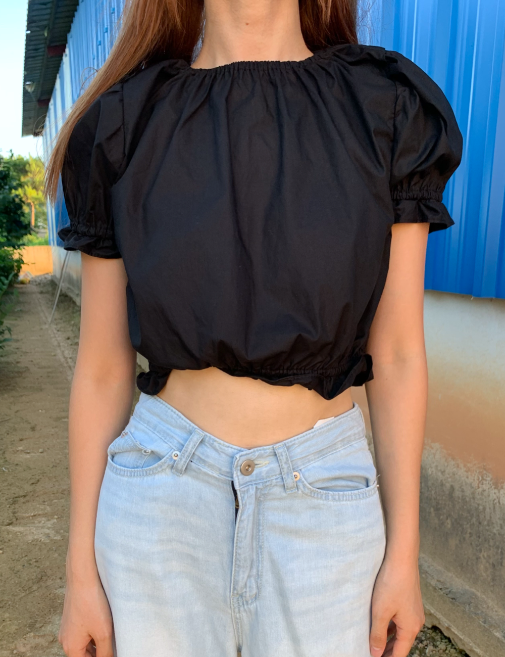 volume cotton blouse (블랙)